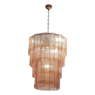 Listello Chandelier in Pink and Smoked Murano Glass by Paolo Venini, 1960s For Sale