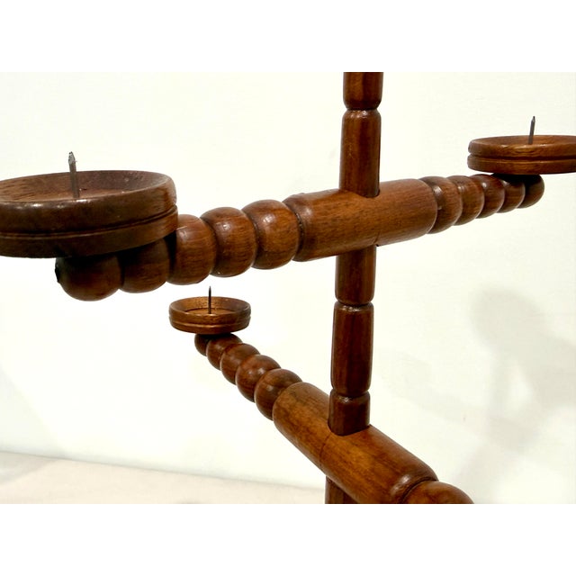 1960s German Turned Wood Candelabra Bad Bevenser Siebenstern by Hartwig Schmidt Advent Christmas For Sale - Image 5 of 7