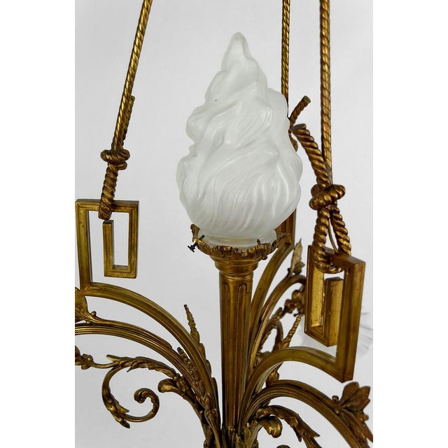 Louis XVI Neoclassical Style Hanging Light in Gilded Bronze, 1890s For Sale - Image 9 of 16