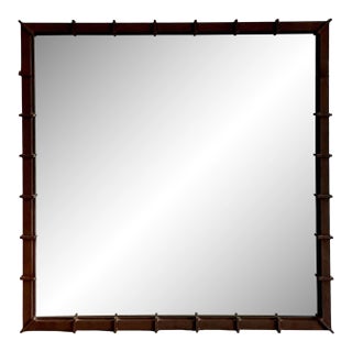 Vintage Patinated Wrought Iron Mirror For Sale