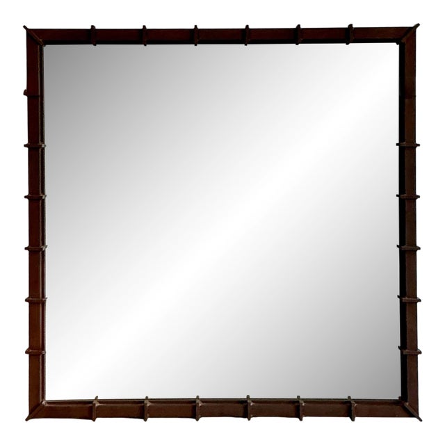 Vintage Patinated Wrought Iron Mirror For Sale