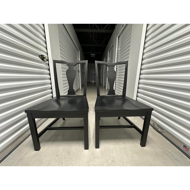 Wood Ethan Allen Maddox Dining Chairs in Charcoal Finish- Set of 4 For Sale - Image 7 of 12