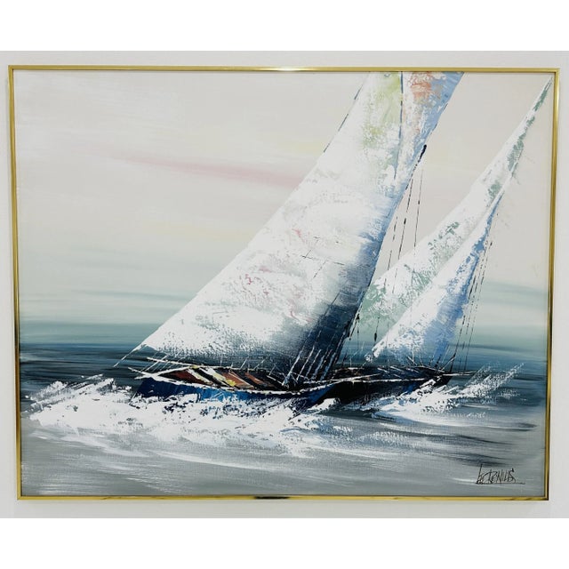 Capture the essence of maritime adventure with this stunning Vintage Lee Reynolds/Vanguard Studios Oil on Canvas featuring...