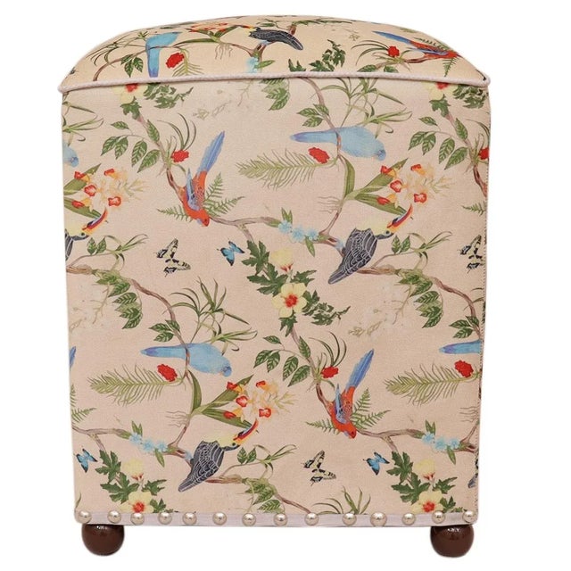 Shabby Chic Shabby Chic Handmade Italian Velvet Upholstered Ottoman For Sale - Image 3 of 10