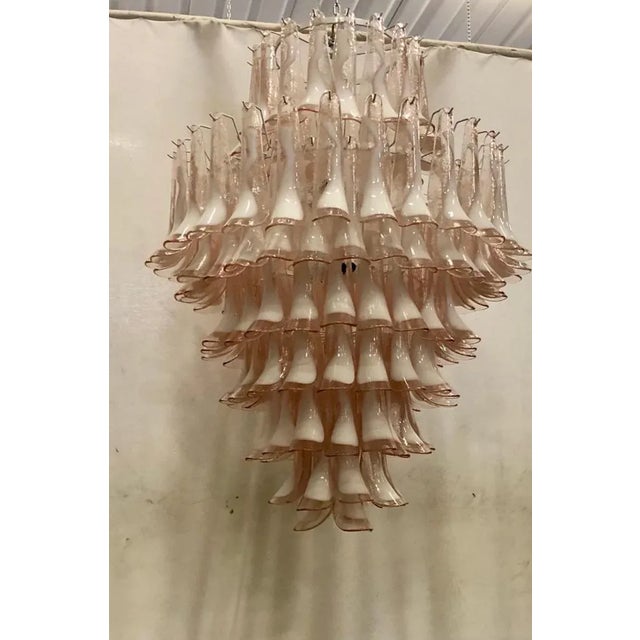 Mazzega Murano Chandelier in Light Pink, 2000 For Sale - Image 9 of 10