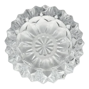 Mid-Century 1960s Heavy Lead Crystal Catchall Bowl Star Ridges Cubism