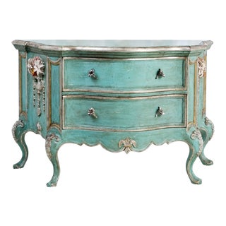 Italian Rococo Celadon Commode For Sale