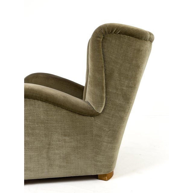 Olive Swedish Modern Easy Chair, Sweden, 1940s For Sale - Image 8 of 11