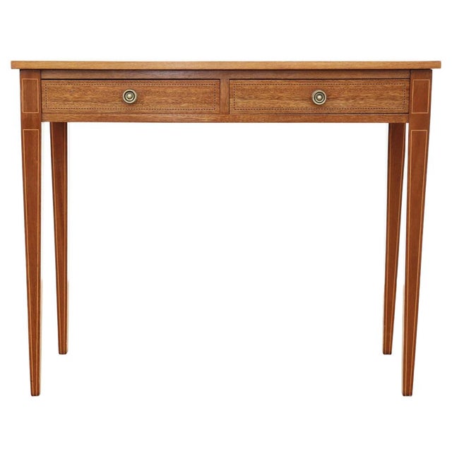 1900 - 1909 Antique Edwardian Inlaid Satin and Red Walnut Desk or Dressing Table, 1905 For Sale - Image 5 of 12