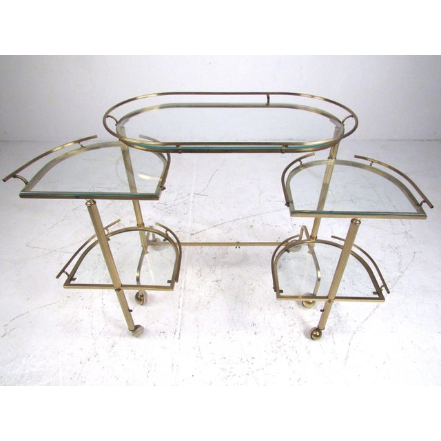 1960s 1960s Vintage Three-Tier Brass Service/Bar Cart For Sale - Image 5 of 8