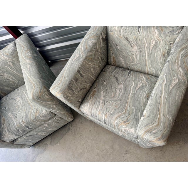 Textile Lee Industries Modern Swivel Club Chairs, Set of 2 For Sale - Image 7 of 9