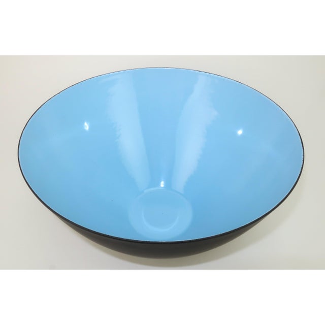 1960s Krenit Large Blue Enamel Danish Modern Bowl by Herbert Krenchel, 1960's For Sale - Image 5 of 11