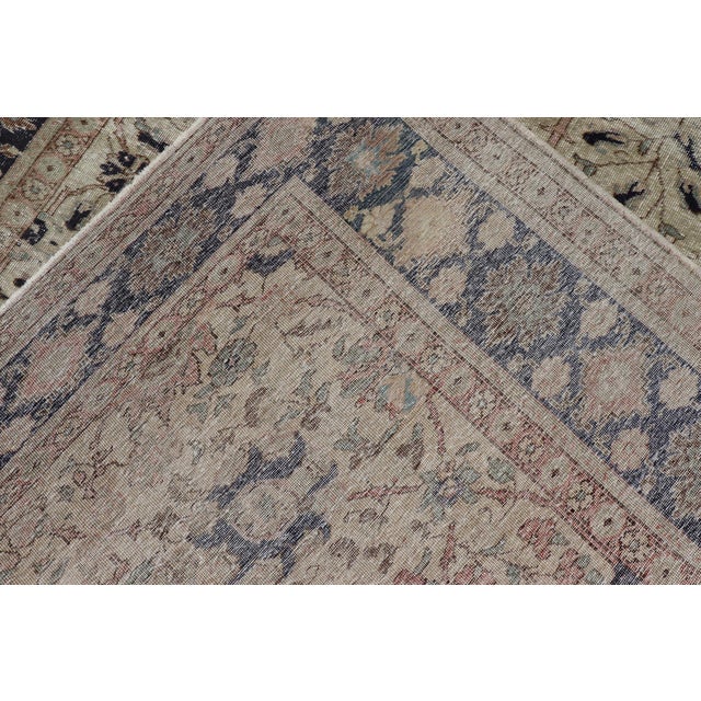 Vintage Turkish Sivas Rug With Intricate Floral Patterns in Ivory, Navy, and Brown 6'2"x9'4" For Sale - Image 10 of 10