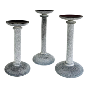 Karl Springer Designs Seguso Italy, Black Scavo Candlesticks, 1980s, Set of 3
