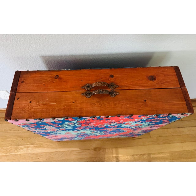 Sienna 1970s One of a Kind Handmade Folding Sewing & Craft Cabinet Folk Art Organizer For Sale - Image 8 of 12