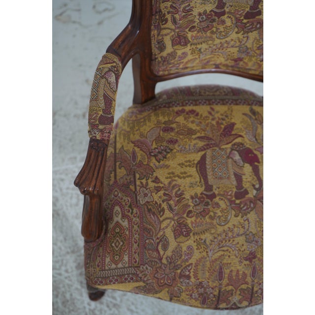 Wood Set of 8 French Style Carved Upholstered Dining Room Chairs For Sale - Image 7 of 18