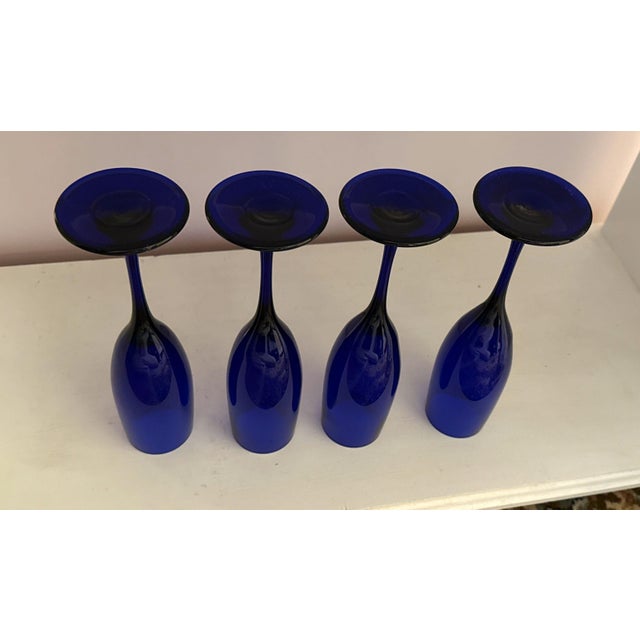Late 20th Century Libbey Deep Cobalt Blue Champagne Glasses - Set of 4 For Sale - Image 5 of 8