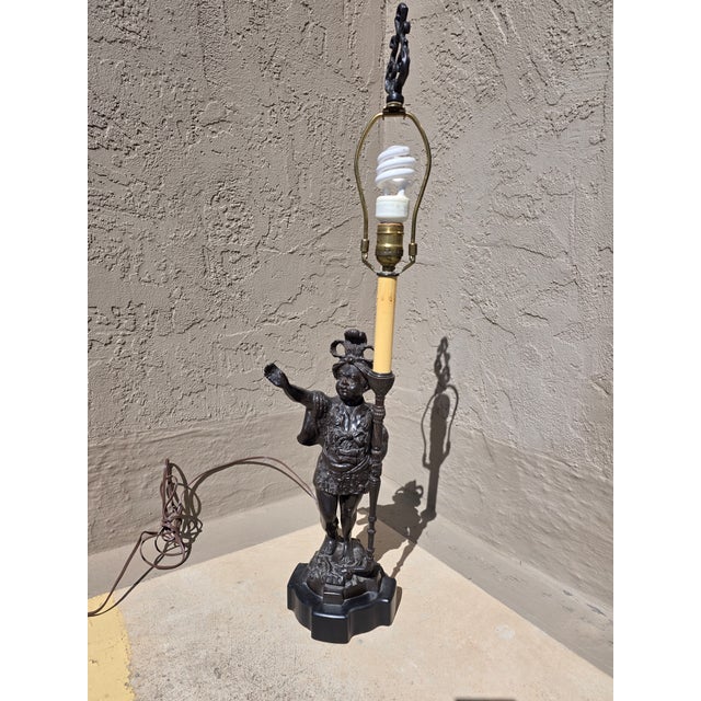Figural Bronze Patinated Lamp For Sale - Image 13 of 14