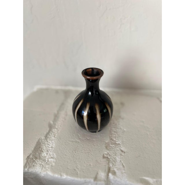 Miniature Tenmoku Black Glaze Studio Bud Vase For Sale - Image 10 of 15