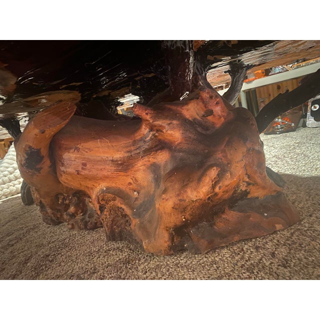 Contemporary Vintage Redwood Burl Tree Trunk Coffee Table – Sculptural Organic Modern Design For Sale - Image 3 of 9