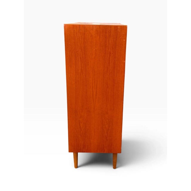 Mid-Century Danish Modern Teak Tallboy Dresser | Chest of Drawers With Carved Pulls For Sale - Image 14 of 15