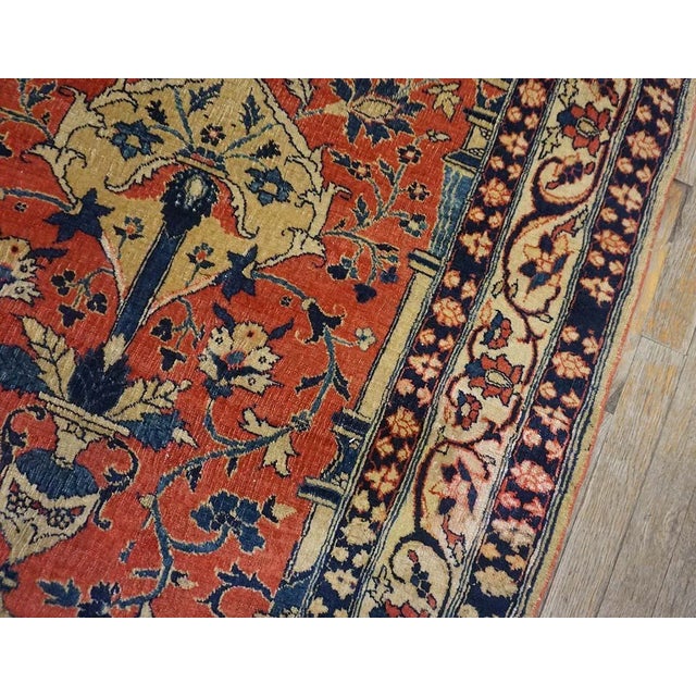19th Century Splendid Coral Red Color and Unique Floral Design Antique Persian Tabriz Prayer Rug For Sale - Image 5 of 9