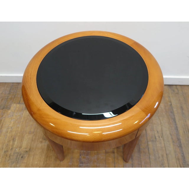 Mid-Century Modern 1980s Pace Cherry Wood & Glass Side Table For Sale - Image 3 of 10