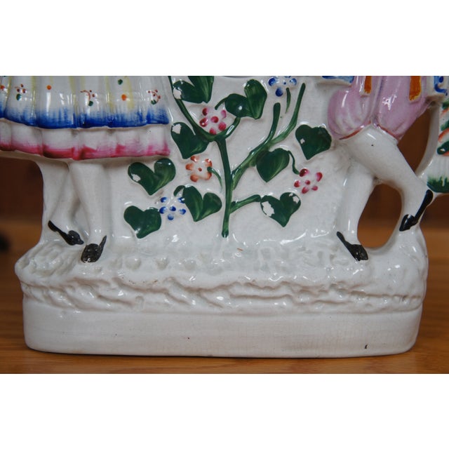 Antique Staffordshire Couple With Peacocks Pocket Watch Holder Figurine For Sale - Image 9 of 12