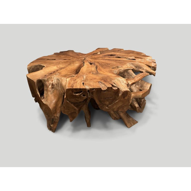 Andrianna Shamaris Organic Teak Wood Round Coffee Table For Sale In New York - Image 6 of 6