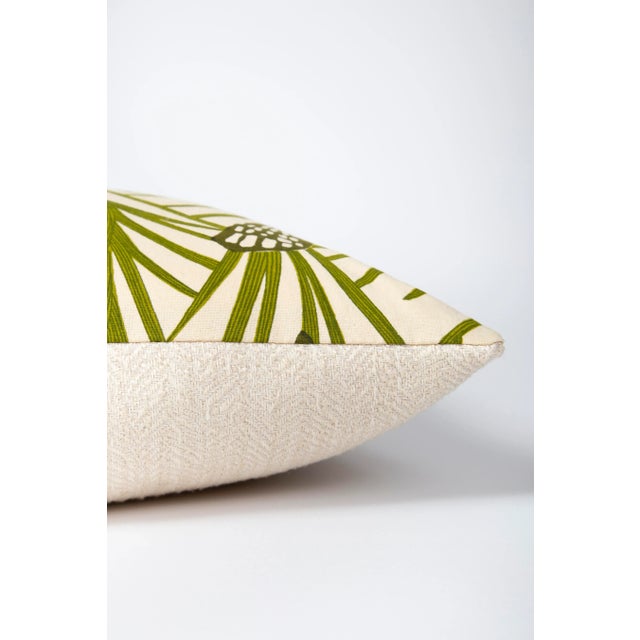 Contemporary Green Leaf + Cream Lumbar Pillow For Sale - Image 4 of 5