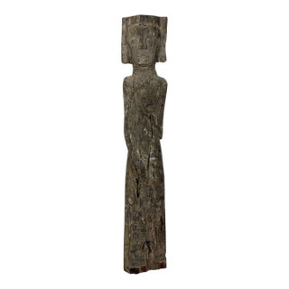 Antique 28-Inch Dayak Bornean Ironwood Hampatong Guardian Figure - Documented Collection Marks - Southeast Asian Tribal Art For Sale