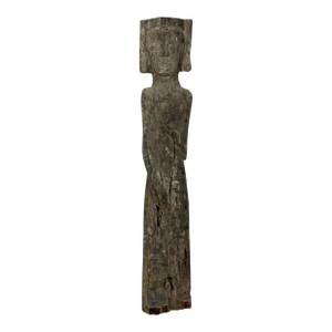 Antique 28-Inch Dayak Bornean Ironwood Hampatong Guardian Figure - Documented Collection Marks - Southeast Asian Tribal Art