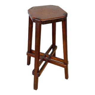Antique Arts & Crafts Wood Octagonal Plant Stand Table For Sale