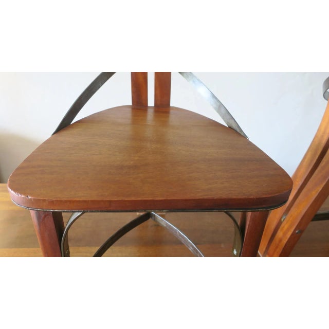 Brown Mid-Century Brutalist Teak and Steel Dining Table and Chairs, Set of 7 For Sale - Image 8 of 18