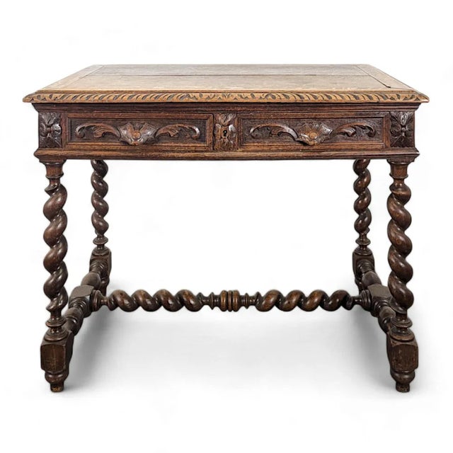 Brown Louis XIII Style Oak Desk For Sale - Image 8 of 8