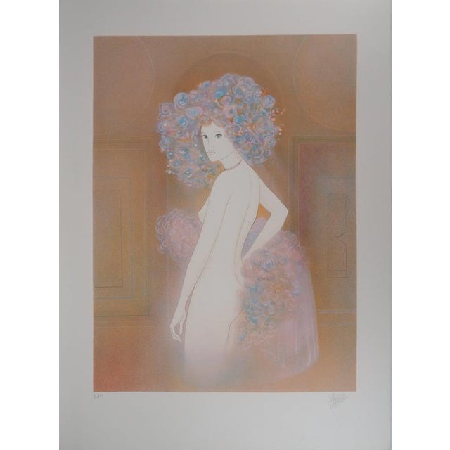 Guy Ribes, Girl in Flowers, Lithograph For Sale - Image 8 of 8