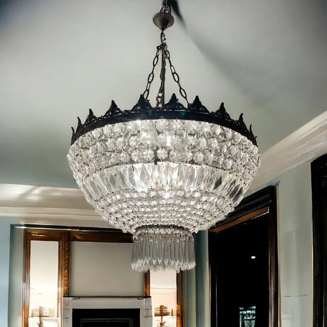 Large Crystal Chandelier, 1950s For Sale - Image 4 of 12