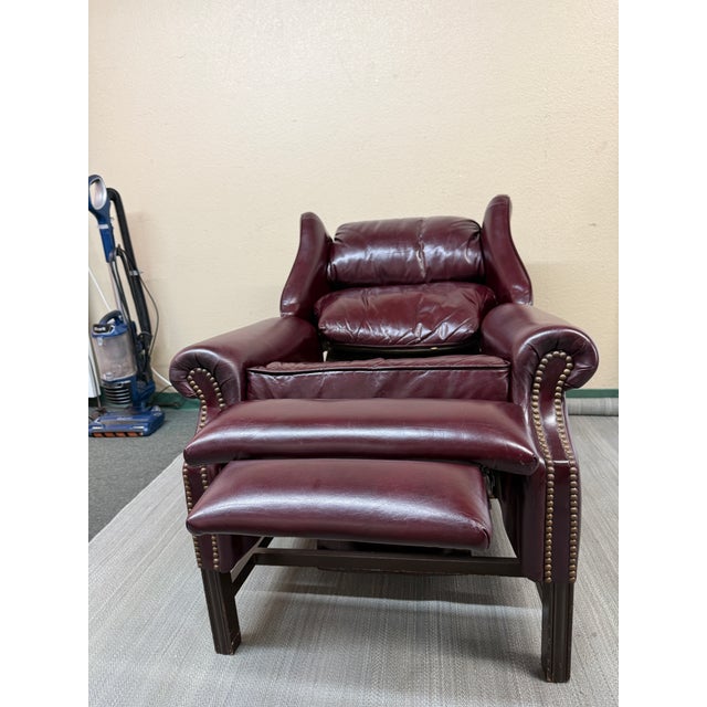 Chippendale Bradington Young Chippendale Hi-Leg Recliner, Burgundy For Sale - Image 3 of 12