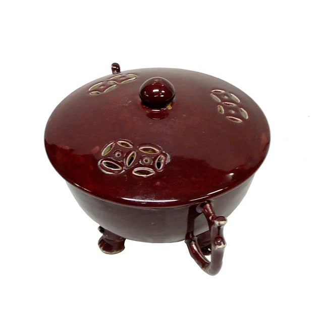 Chinese Chinese Dark Brick Red Ancient Style Ding With Dragon Handles and Legs For Sale - Image 3 of 8