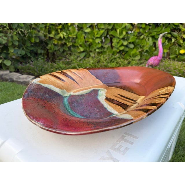 Oversized Signed Studio Art Pottery Wall Sculpture Platter & Centerpiece For Sale - Image 4 of 11