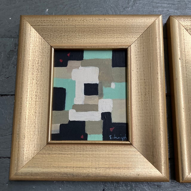 2 original approx 4.5 x 5.5 paintings on canvas board both signed & titled Overall size with frame is 8 x 9