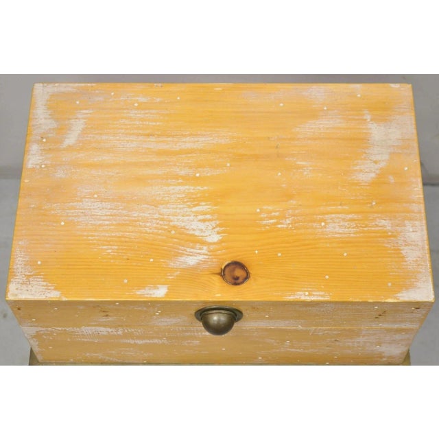 Mid 20th Century Vintage Small Campaign Style Trunk Chest on Brass Base Accent Side Table For Sale - Image 5 of 12