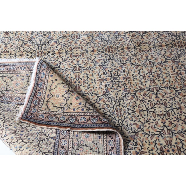 Handmade Double Knotted Turkish Floor Rug-Flower Design Rug For Sale - Image 4 of 13