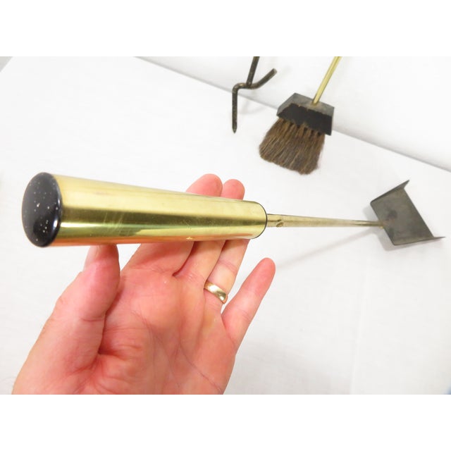 Wall Mount ~ Mid Century Modernist Brass Fireplace Tools Set ~ Donald Deskey Era For Sale - Image 12 of 17