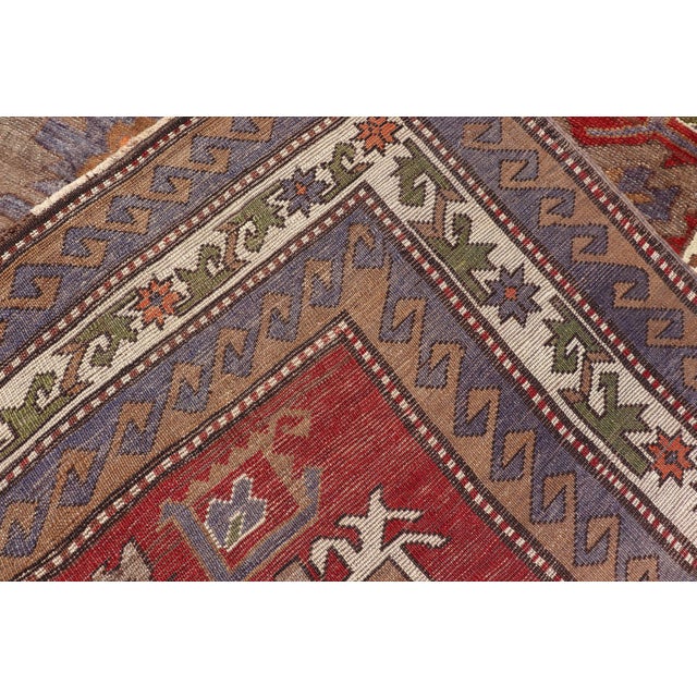 Turkish Vintage Oushak Rug With Medallions in Red, Taupe, Olive and Gray For Sale - Image 12 of 12