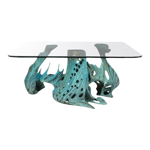 The Sounding Table by Bob Bennett - Turquoise Patinated Bronze Abstract Sculpture Table For Sale