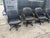 Animal Skin Vecta Litho Usa Set of 4 Used Black Leather Executive Swivel Office Chair For Sale - Image 7 of 8