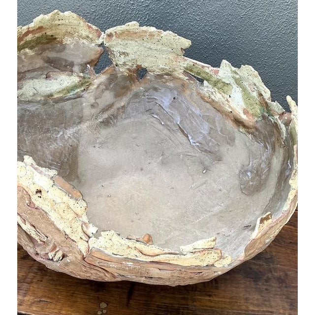Ceramic Vintage Monumental Original Slab Built Studio Pottery Bowl For Sale - Image 7 of 12