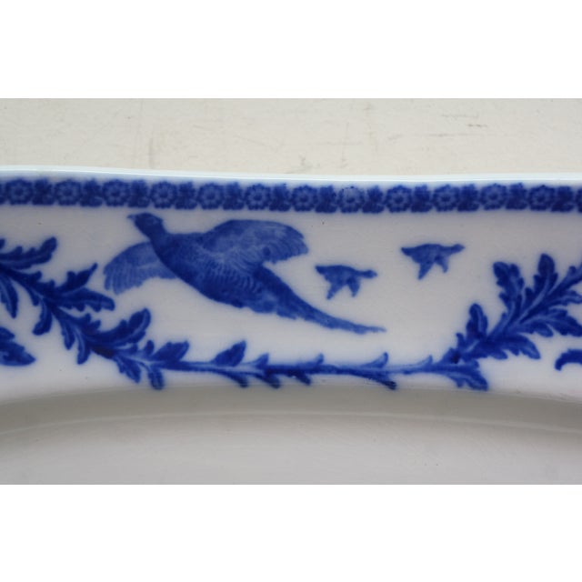Cauldon Antique Royal Cauldon Flow Blue Thanksgiving Turkey Meat Serving Platter 22" For Sale - Image 4 of 18