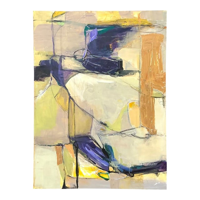 Vintage Abstract Expressionist Oil Painting on Canvas For Sale